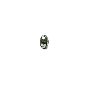 Pandora White Flowers Green Murano Glass Authentic Bead Charm